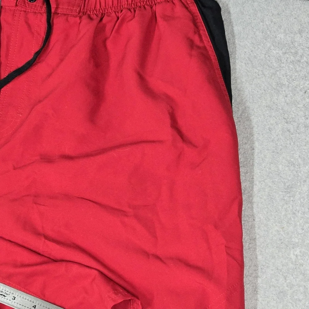 Nike Men Swimwear XXL Red Swim Trunks Logo Swoosh Embroidered